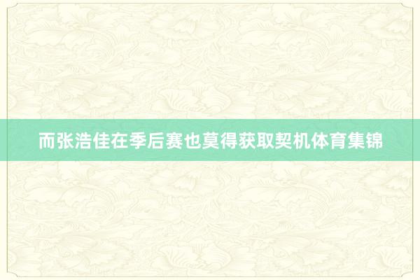 而张浩佳在季后赛也莫得获取契机体育集锦