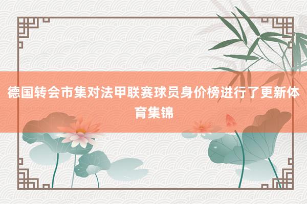 德国转会市集对法甲联赛球员身价榜进行了更新体育集锦