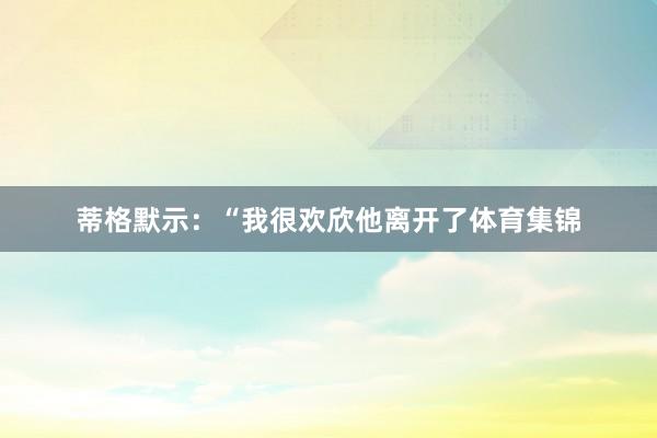 蒂格默示：“我很欢欣他离开了体育集锦