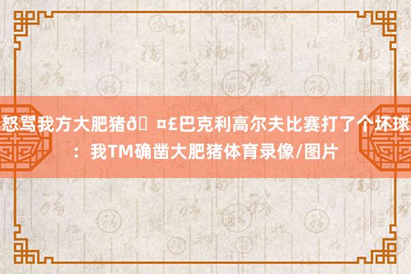 怒骂我方大肥猪🤣巴克利高尔夫比赛打了个坏球：我TM确凿大肥猪体育录像/图片