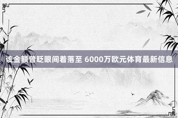 该金额曾眨眼间着落至 6000万欧元体育最新信息