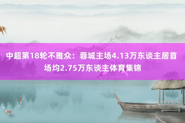 中超第18轮不雅众：蓉城主场4.13万东谈主居首 场均2.75万东谈主体育集锦