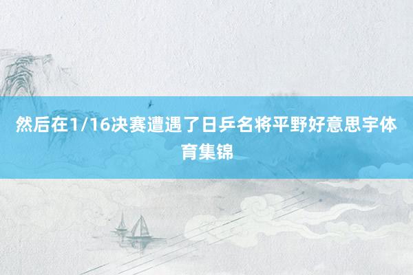 然后在1/16决赛遭遇了日乒名将平野好意思宇体育集锦